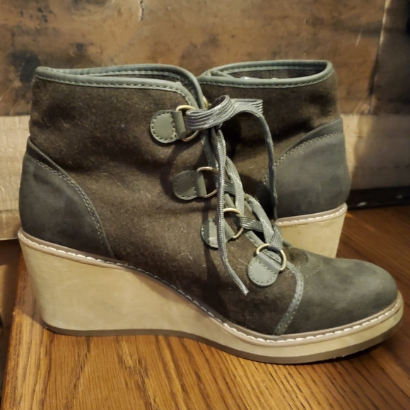 Women's Lorelle Wedge Olive Green Hiker Boots Shoes - Merona Size 11 - Picture 5 of 13